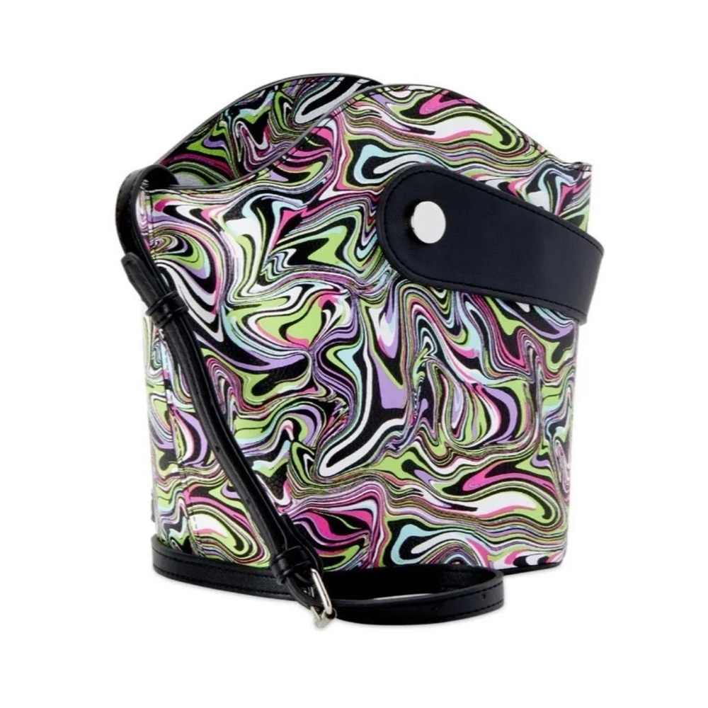 Multicolored Crossbody Drawstring Closure Bucket … - image 1